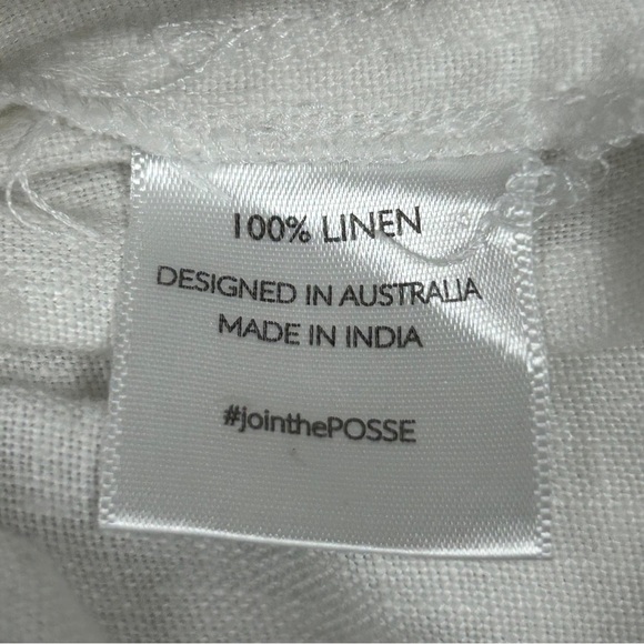 Posse Women’s White 100%Linen Paperbag Waist Wide Leg Pants Size S Summer Casual - Picture 7 of 15